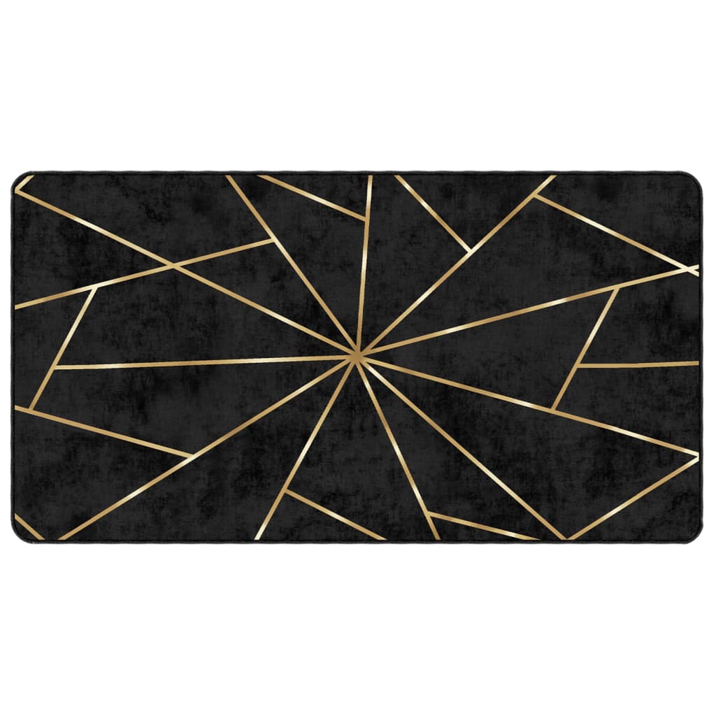 vidaXL Tapis lavable noir et doré 80x150 cm Antidérapant