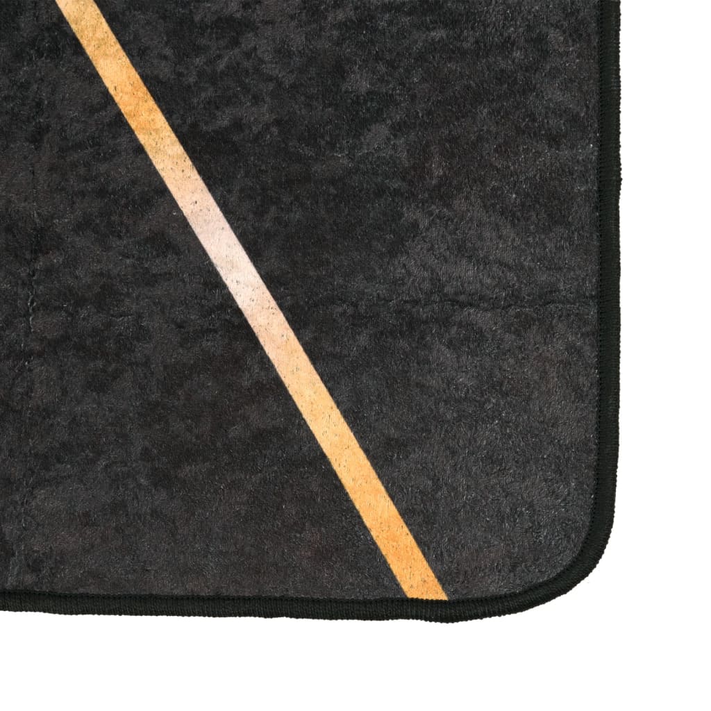 vidaXL Tapis lavable noir et doré 80x150 cm Antidérapant