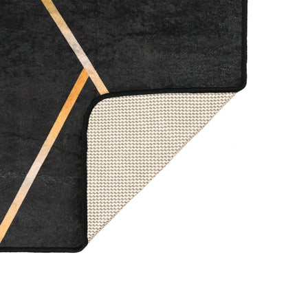 vidaXL Tapis lavable noir et doré 80x150 cm Antidérapant