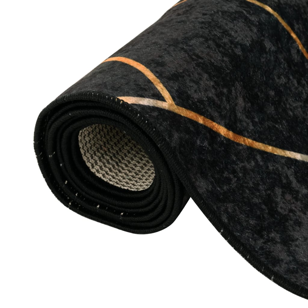 vidaXL Tapis lavable noir et doré 80x150 cm Antidérapant