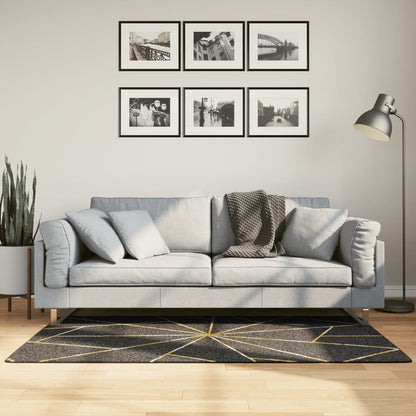 vidaXL Tapis lavable noir et doré 80x150 cm Antidérapant