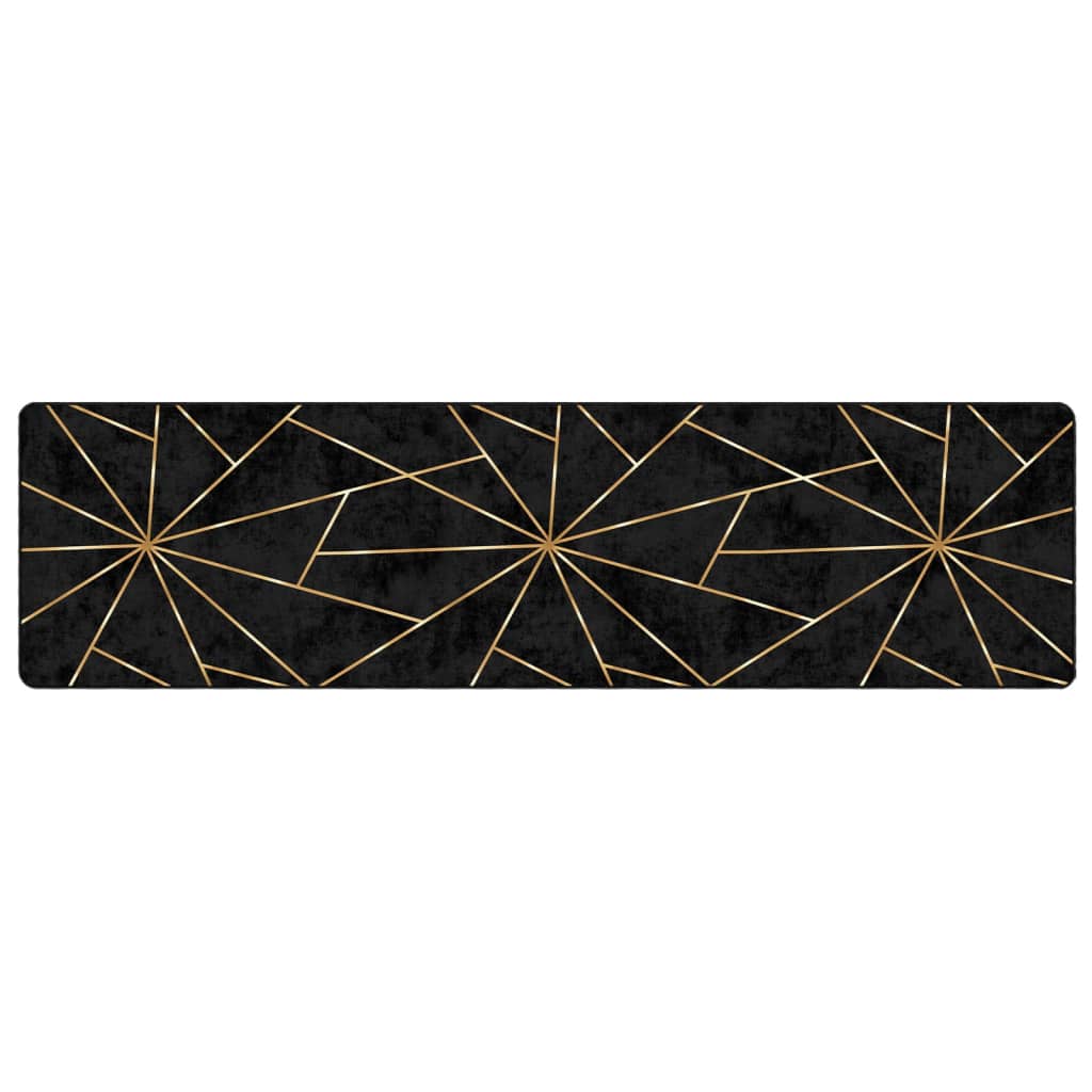 vidaXL Tapis lavable Noir et doré 80x300 cm Antidérapant