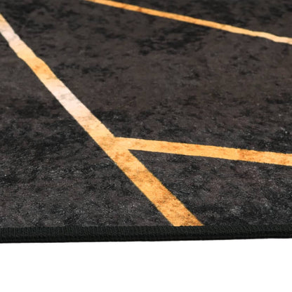 vidaXL Tapis lavable Noir et doré 80x300 cm Antidérapant
