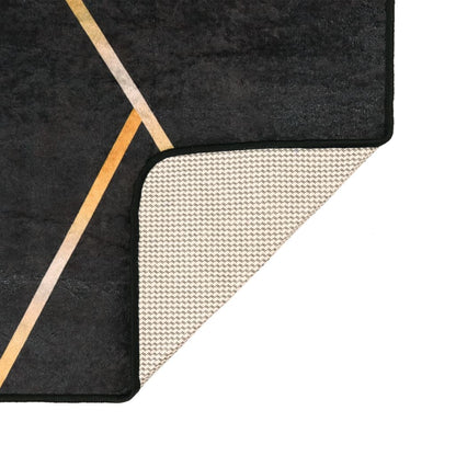 vidaXL Tapis lavable noir et doré 120x180 cm antidérapant