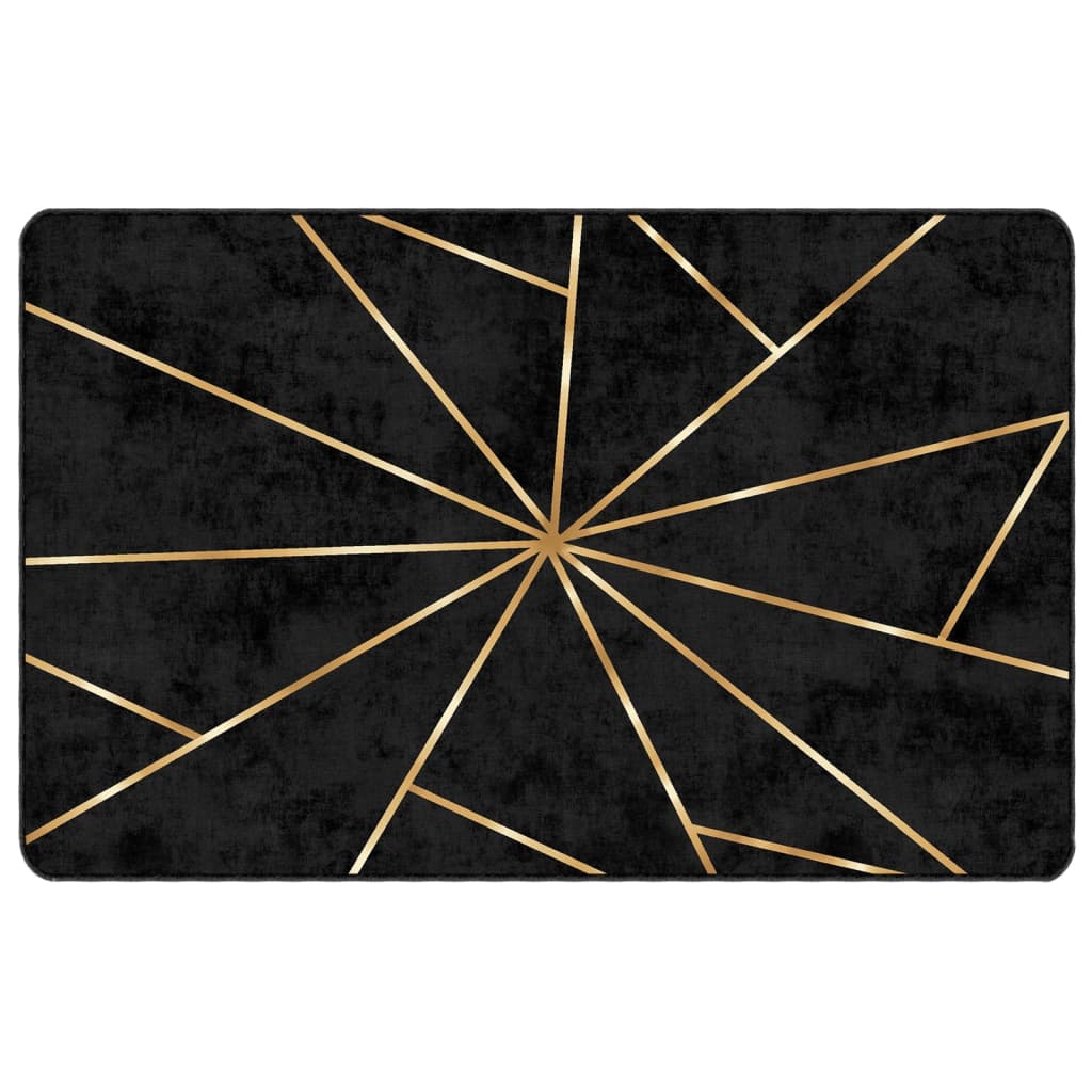 vidaXL Tapis lavable Noir et doré 190x300 cm Antidérapant