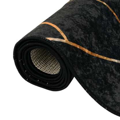 vidaXL Tapis lavable Noir et doré 190x300 cm Antidérapant