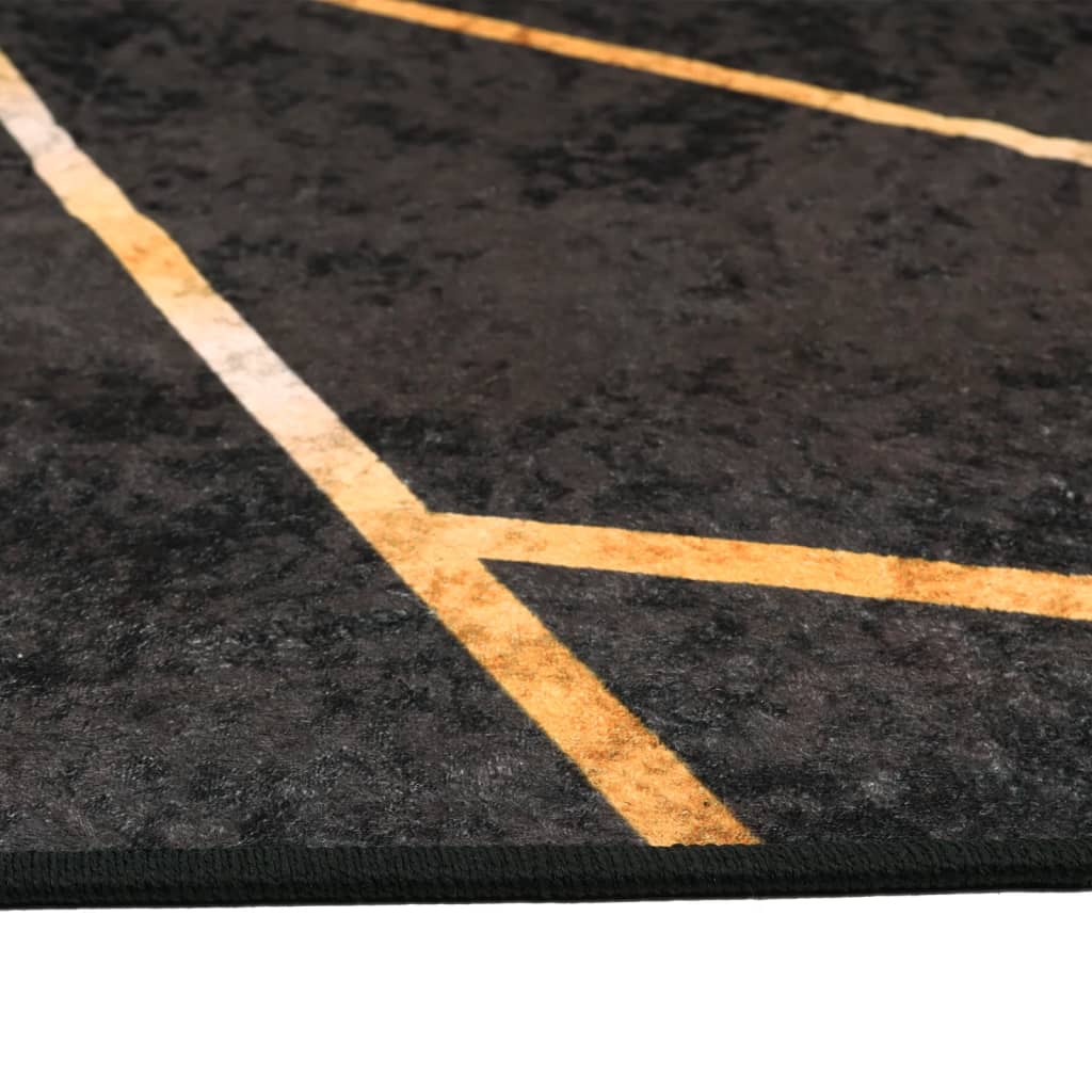 vidaXL Tapis lavable Noir et doré 190x300 cm Antidérapant