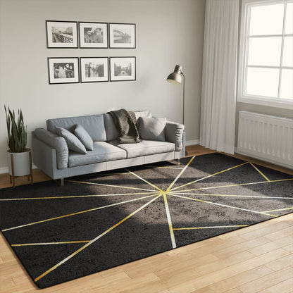 vidaXL Tapis lavable Noir et doré 190x300 cm Antidérapant