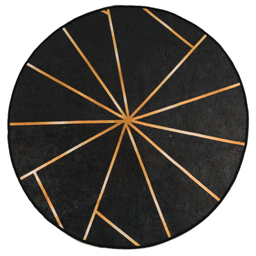 vidaXL Tapis lavable noir et doré Ø 120 cm Antidérapant