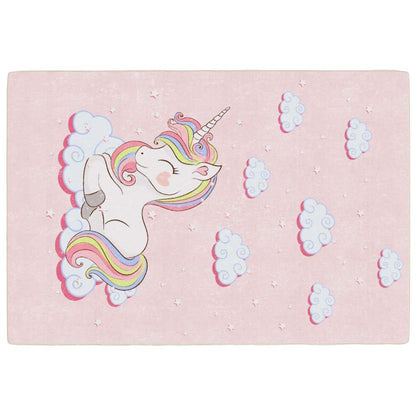 vidaXL Tapis pour enfants rose 160x230 cm Licorne Lavable Antidérapant