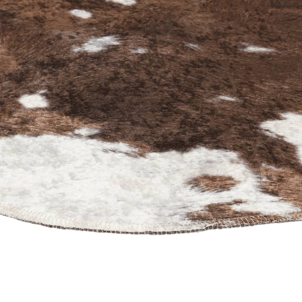 vidaXL Teppich Braun & Weiß 120x170 cm Kuhmuster Waschbar Rutschfest