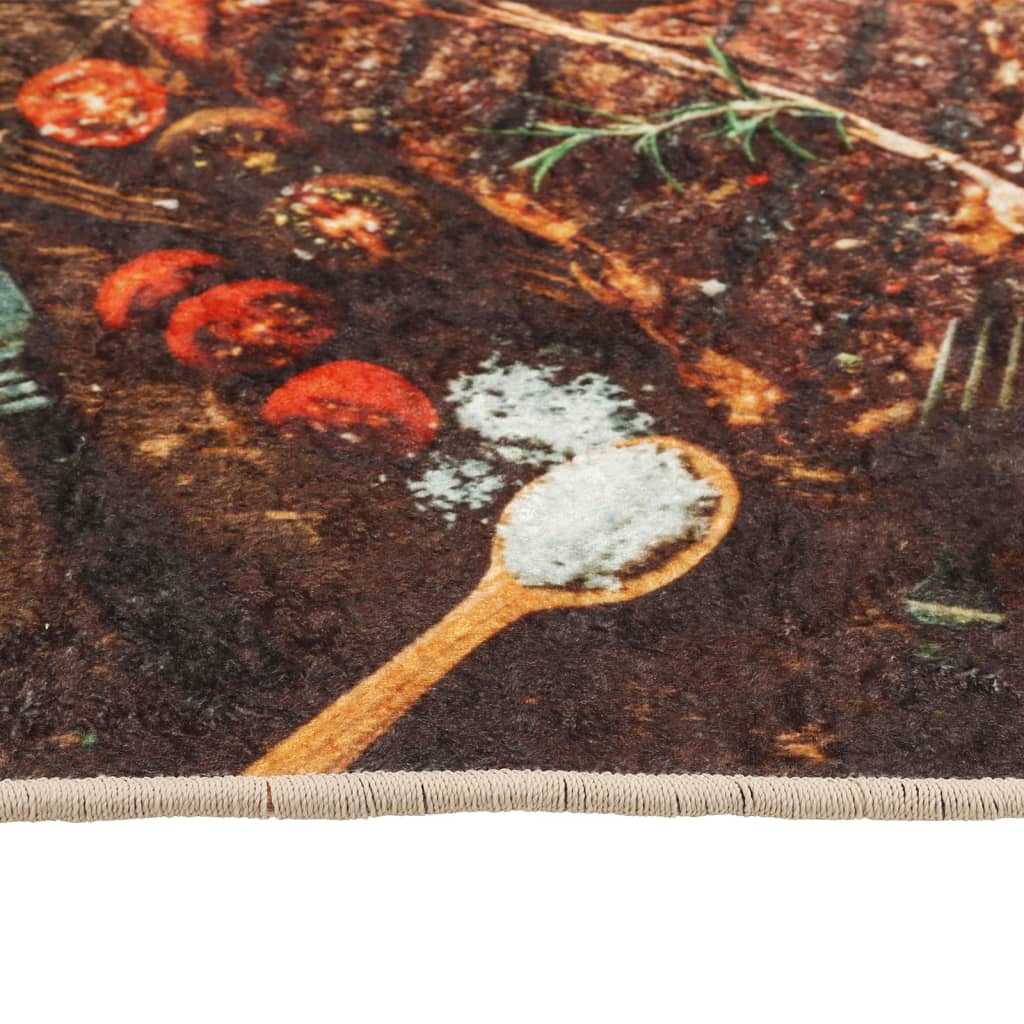 vidaXL Küchenteppich Mehrfarbig 60x180 cm Waschbar Rutschfest