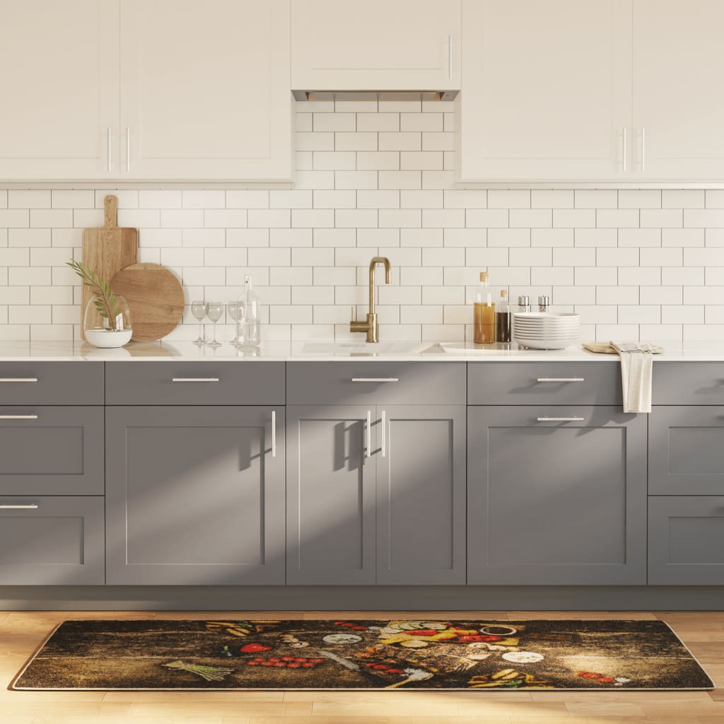 vidaXL Küchenteppich Mehrfarbig 60x180 cm Waschbar Rutschfest