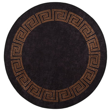 vidaXL Tapis lavable Noir et doré Ø 200 cm Antidérapant