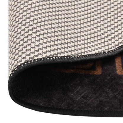 vidaXL Tapis lavable Noir et doré Ø 200 cm Antidérapant