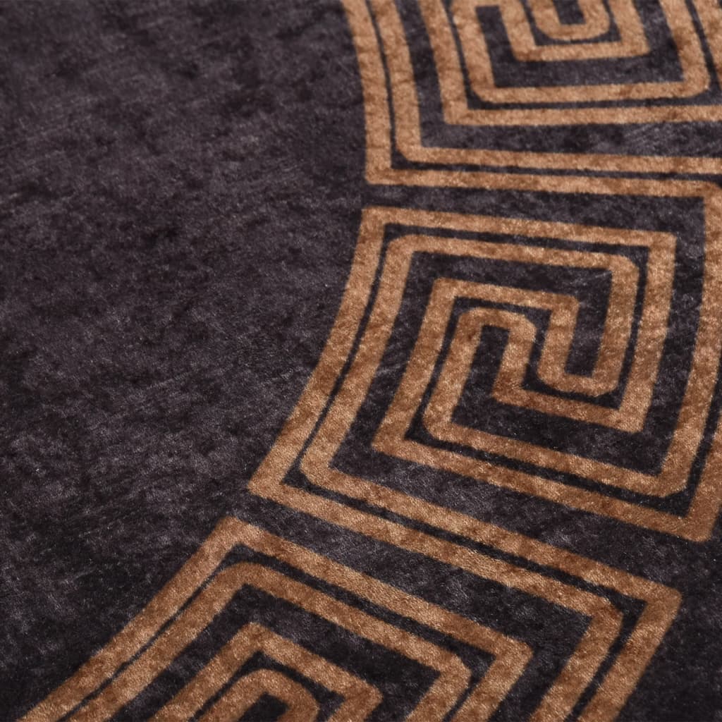 vidaXL Tapis lavable Noir et doré Ø 200 cm Antidérapant