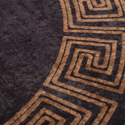 vidaXL Tapis lavable Noir et doré Ø 200 cm Antidérapant