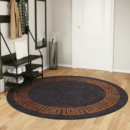 vidaXL Tapis lavable Noir et doré Ø 200 cm Antidérapant