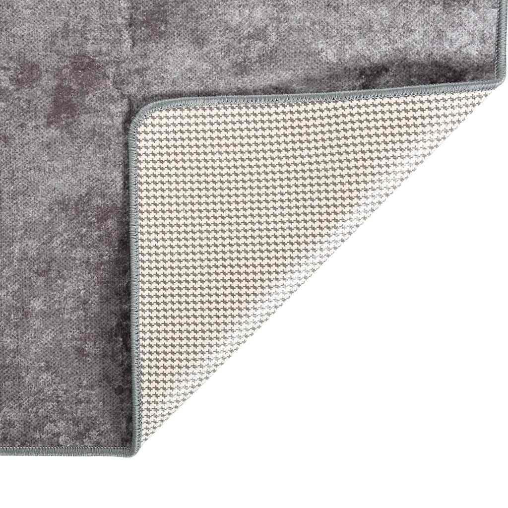 vidaXL Teppich Waschbar Grau 400x300 cm Rutschfest