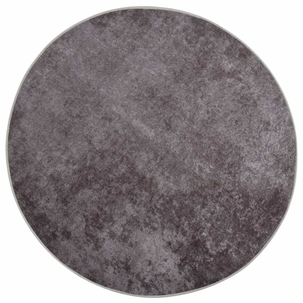 vidaXL Tapis lavable gris Ø 200 cm Antidérapant