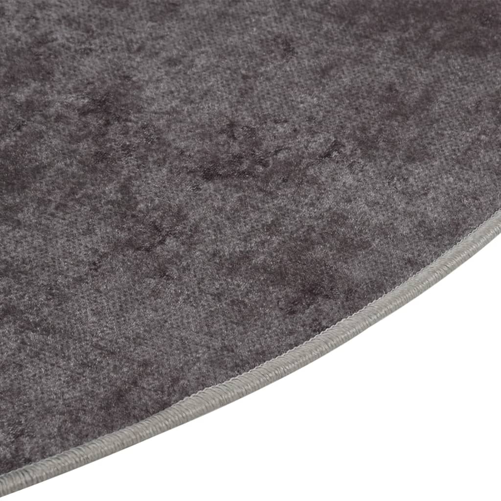 vidaXL Tapis lavable gris Ø 200 cm Antidérapant