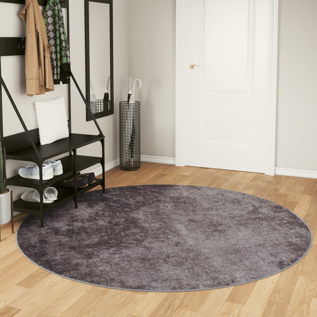 vidaXL Tapis lavable gris Ø 200 cm Antidérapant