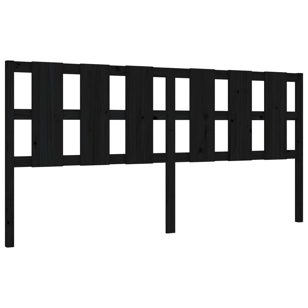 vidaXL Massivholzbett mit Kopfteil Schwarz 180x200 cm