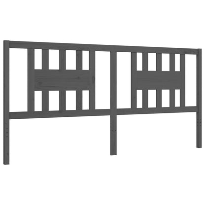 Massivholzbett mit Kopfteil Grau 200x200 cm