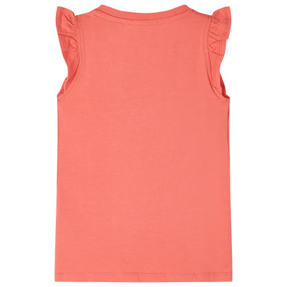 T-shirt enfant à manches volantées rose corail 116
