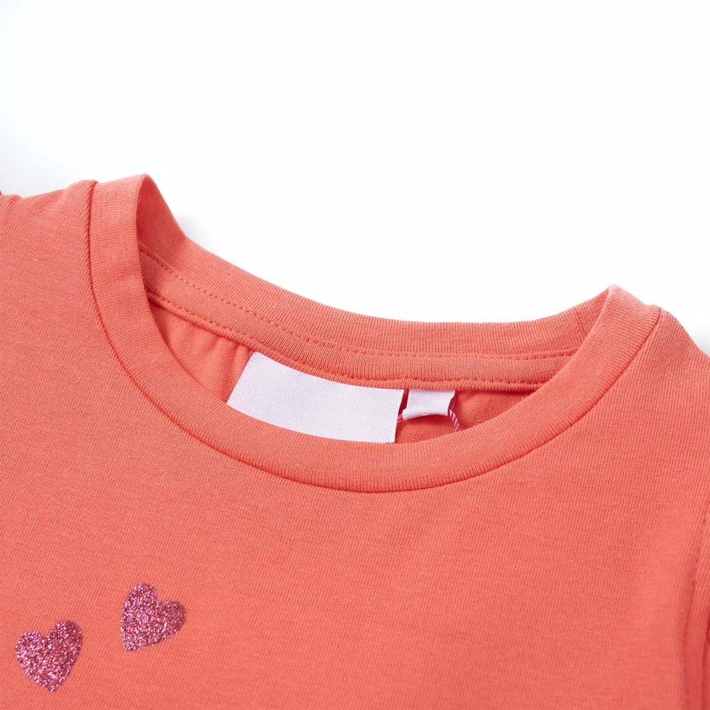 T-shirt enfant à manches volantées rose corail 116