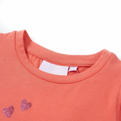 T-shirt enfant à manches volantées rose corail 116