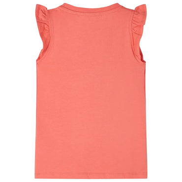 Kinder-T-Shirt mit Rüschenärmeln Korallenrosa 140