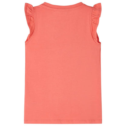Kinder-T-Shirt mit Rüschenärmeln Korallenrosa 140
