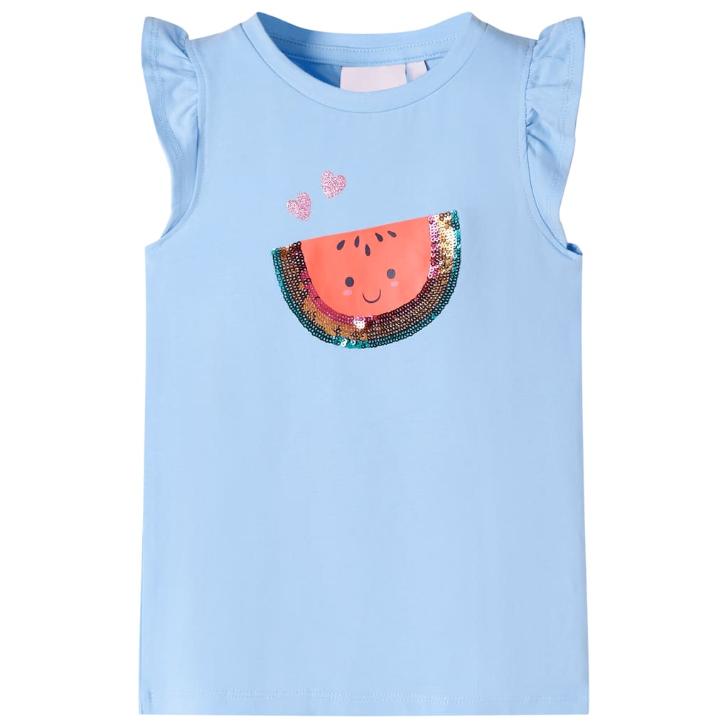 Kinder-T-Shirt mit Rüschenärmeln Hellblau 104