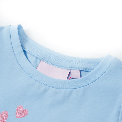 Kinder-T-Shirt mit Rüschenärmeln Hellblau 104