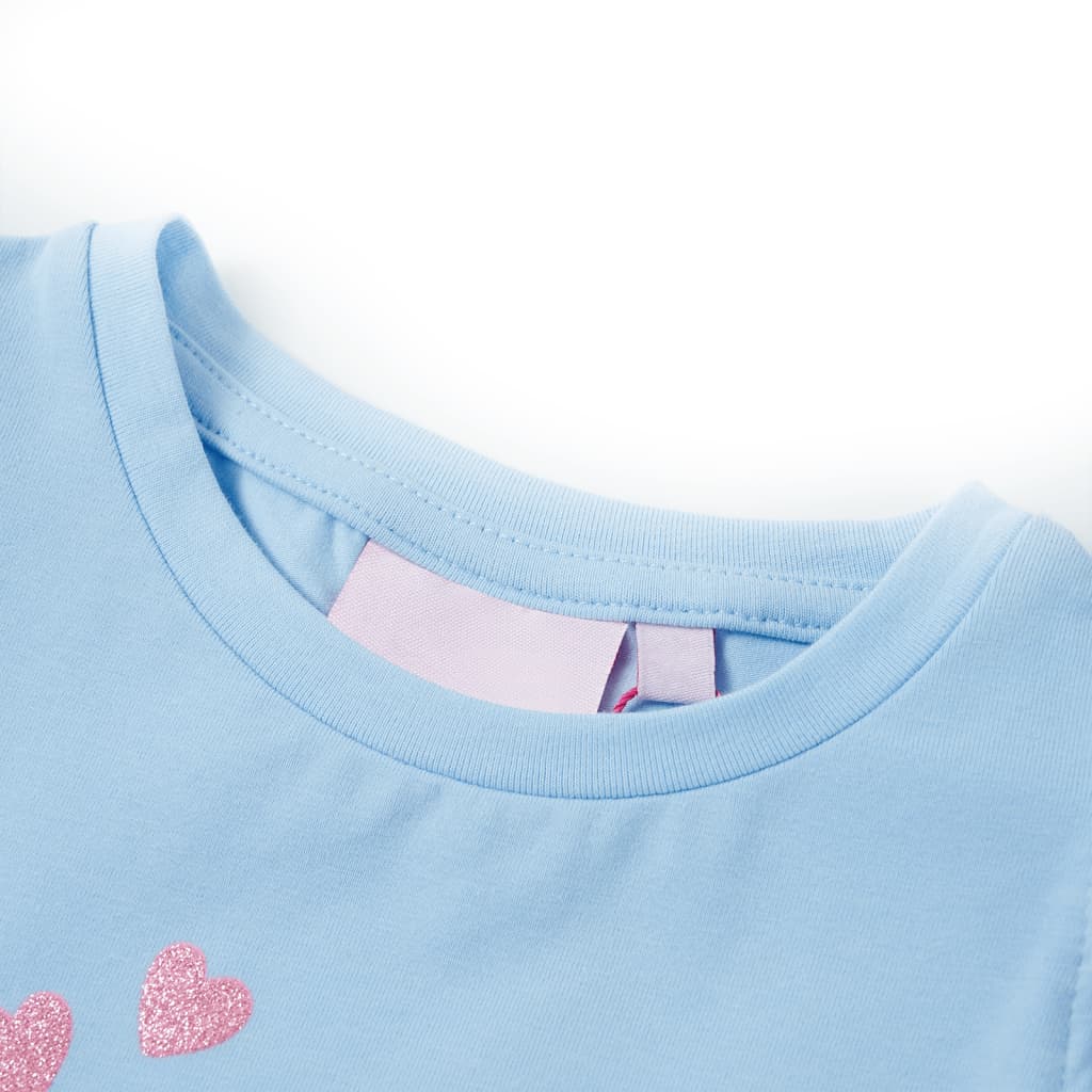 Kinder-T-Shirt mit Rüschenärmeln Hellblau 140