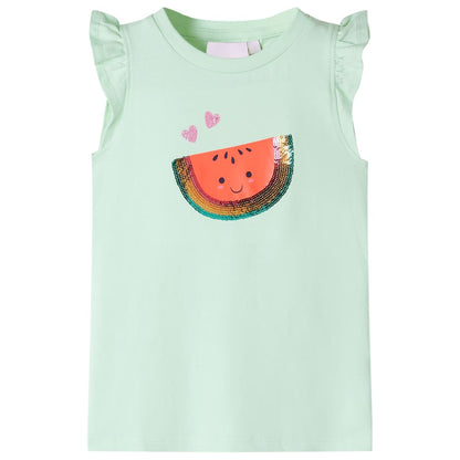 Kinder-T-Shirt mit Rüschenärmeln Zartgrün 140