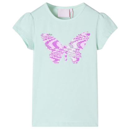 Kinder-T-Shirt mit Flügelärmeln Helles Minzgrün 128