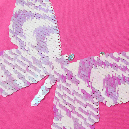 Kinder-T-Shirt mit Flügelärmeln Dunkelrosa 128