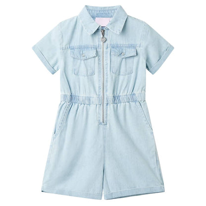 Barboteuse Enfant Manches Courtes Bleu Clair 92