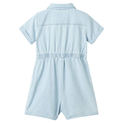 Barboteuse Enfant Manches Courtes Bleu Clair 92