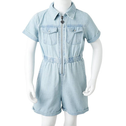 Barboteuse Enfant Manches Courtes Bleu Clair 92