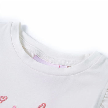 Kinder-T-Shirt mit Rüschenärmeln Ecru 140