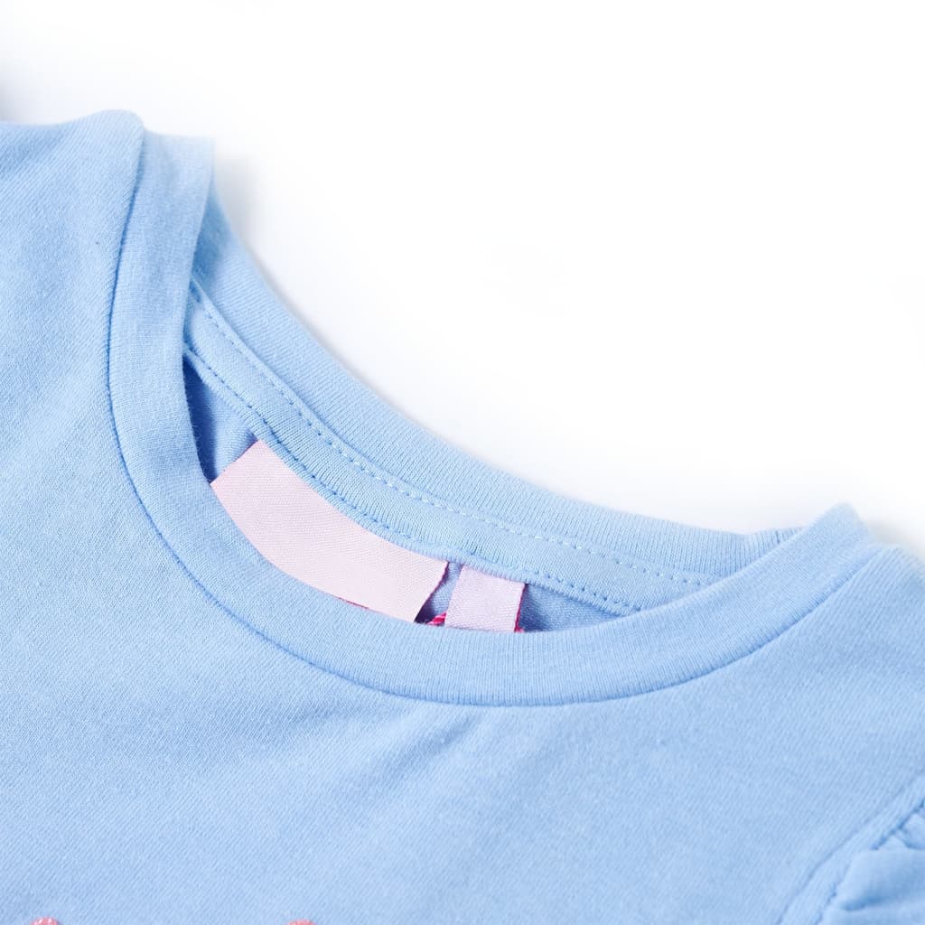 Kinder-T-Shirt mit Rüschenärmeln Hellblau 140