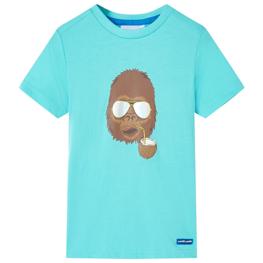 Kinder-Kurzarmshirt Aquablau 128