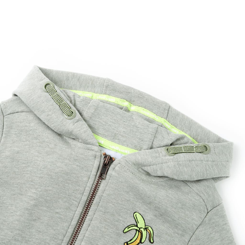 Kinder-Kapuzenpullover mit Reißverschluss Helles Khaki Melange 116