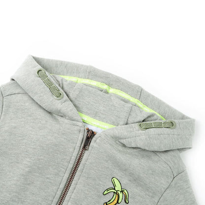 Kinder-Kapuzenpullover mit Reißverschluss Helles Khaki Melange 116