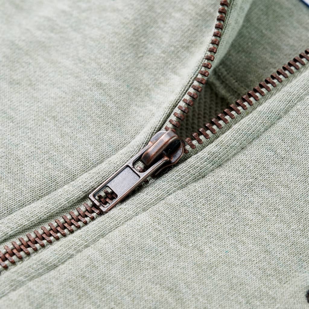 Kinder-Kapuzenpullover mit Reißverschluss Helles Khaki Melange 116