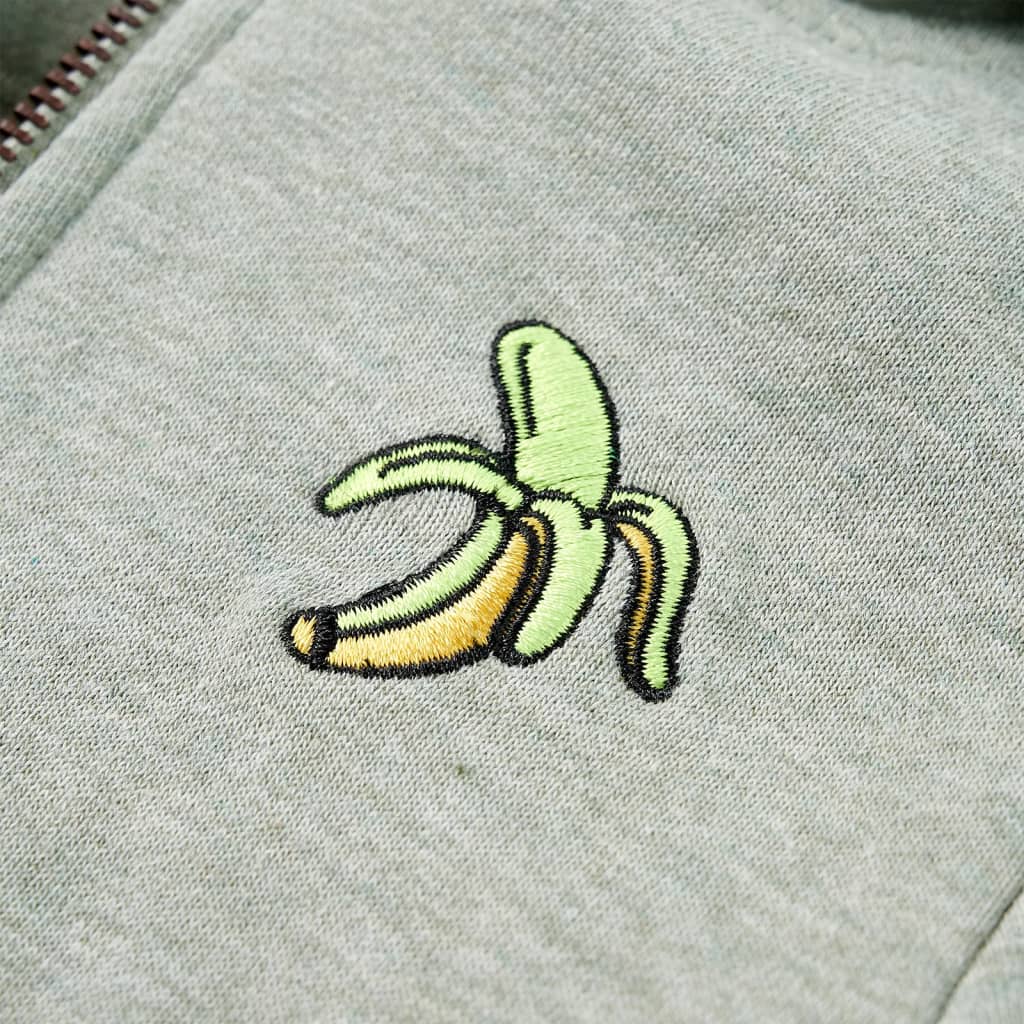 Kinder-Kapuzenpullover mit Reißverschluss Helles Khaki Melange 116