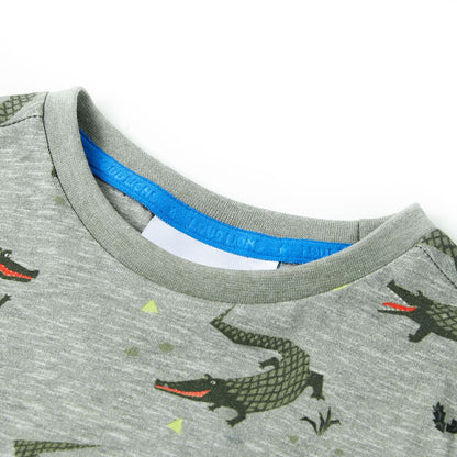 Kinder-T-Shirt Helles Khaki Melange 140